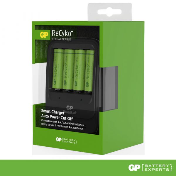 Verrast zijn Psychologisch knoflook GP Batteries PowerBank PB570 batterijlader inclusief 4x AA 2600 mAh ReCyKo